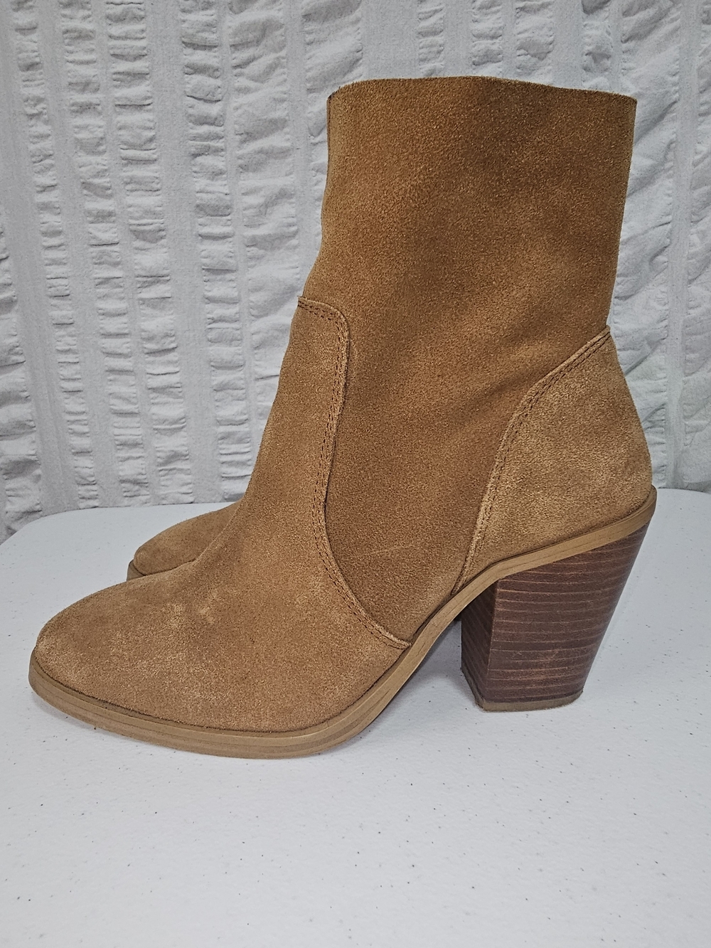 ASOS Boho Chic Stacked Heel Western Minimalist Taupe Ankle Booties